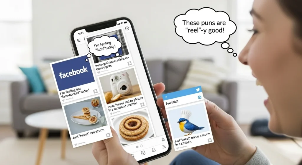 social media puns